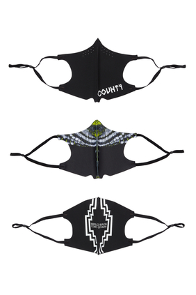 3 PACK COUNTY ACTIVE MASK:Black:One Size